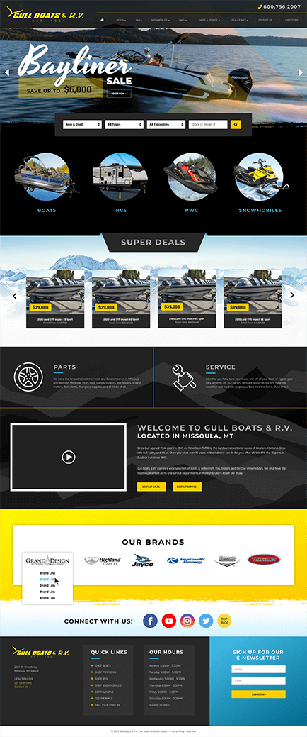 Gull Boats & RVs website