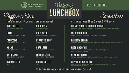 Nature's Wonders menu