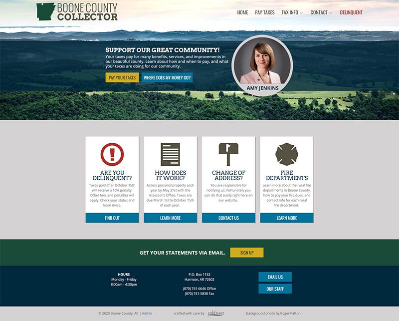 Website design for the Boone Country Collector in Harrison, AR