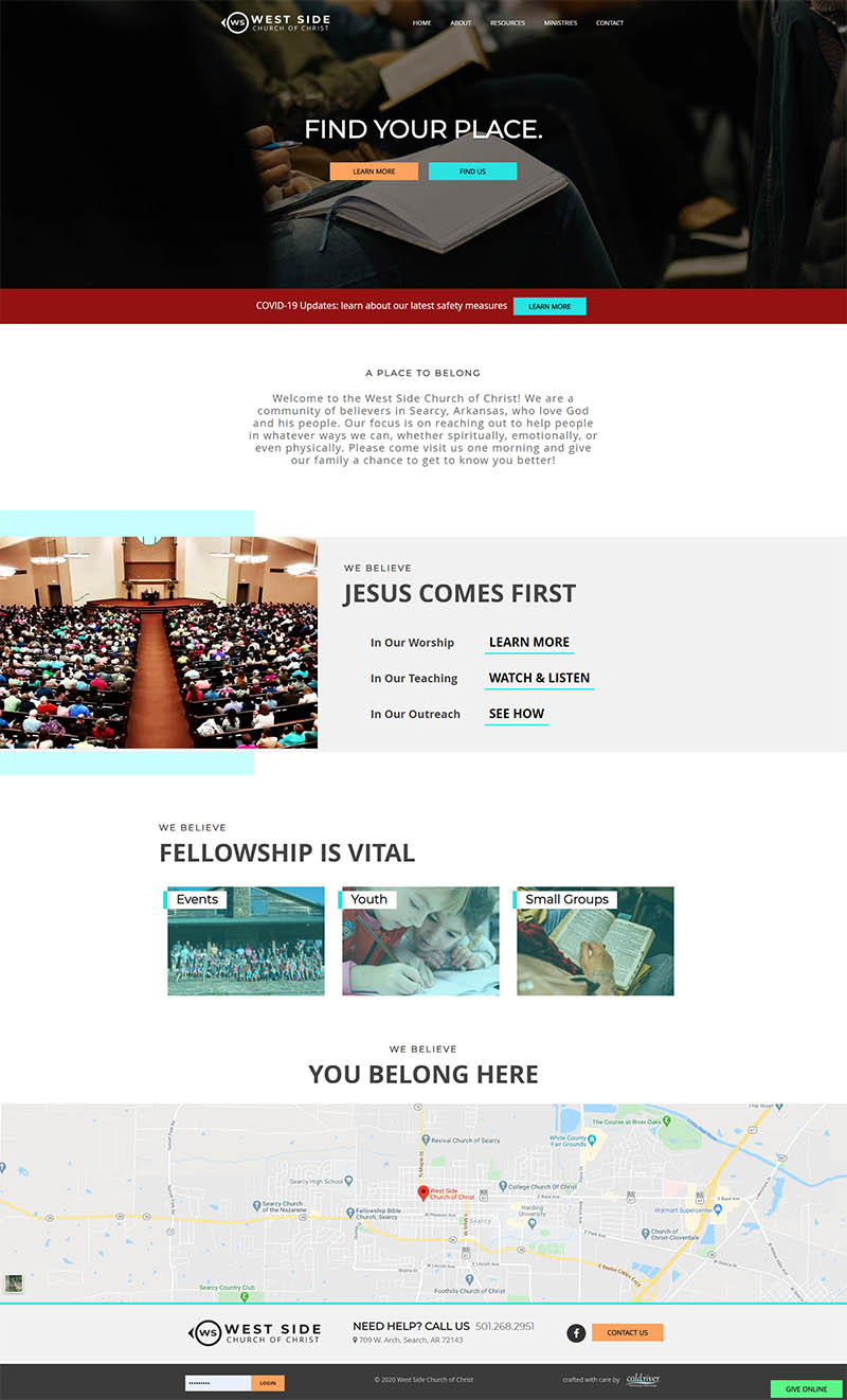 Website design for West Side Church of Christ in Searcy, AR